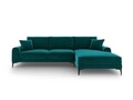 Coltar dreapta, Madara, Mazzini Sofas, 5 locuri, black legs, 254x182x90 cm, catifea, turcoaz