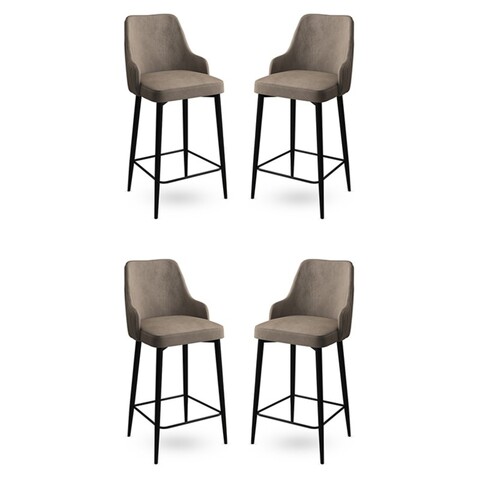 Set scaune  de bar 4 piese, Charlotte, Enox, Metal, Cappuccino / Negru