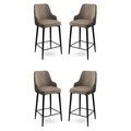Set scaune  de bar 4 piese, Charlotte, Enox, Metal, Cappuccino / Negru