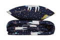 Lenjerie de pat pentru o persoana, Magic Unicorn - Dark Blue, Eponj Home, 65% bumbac/35% poliester