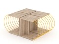 Set 4 masute de cafea Rafevi Case, 47 x 30 x 42 cm, PAL/metal, oak/galben