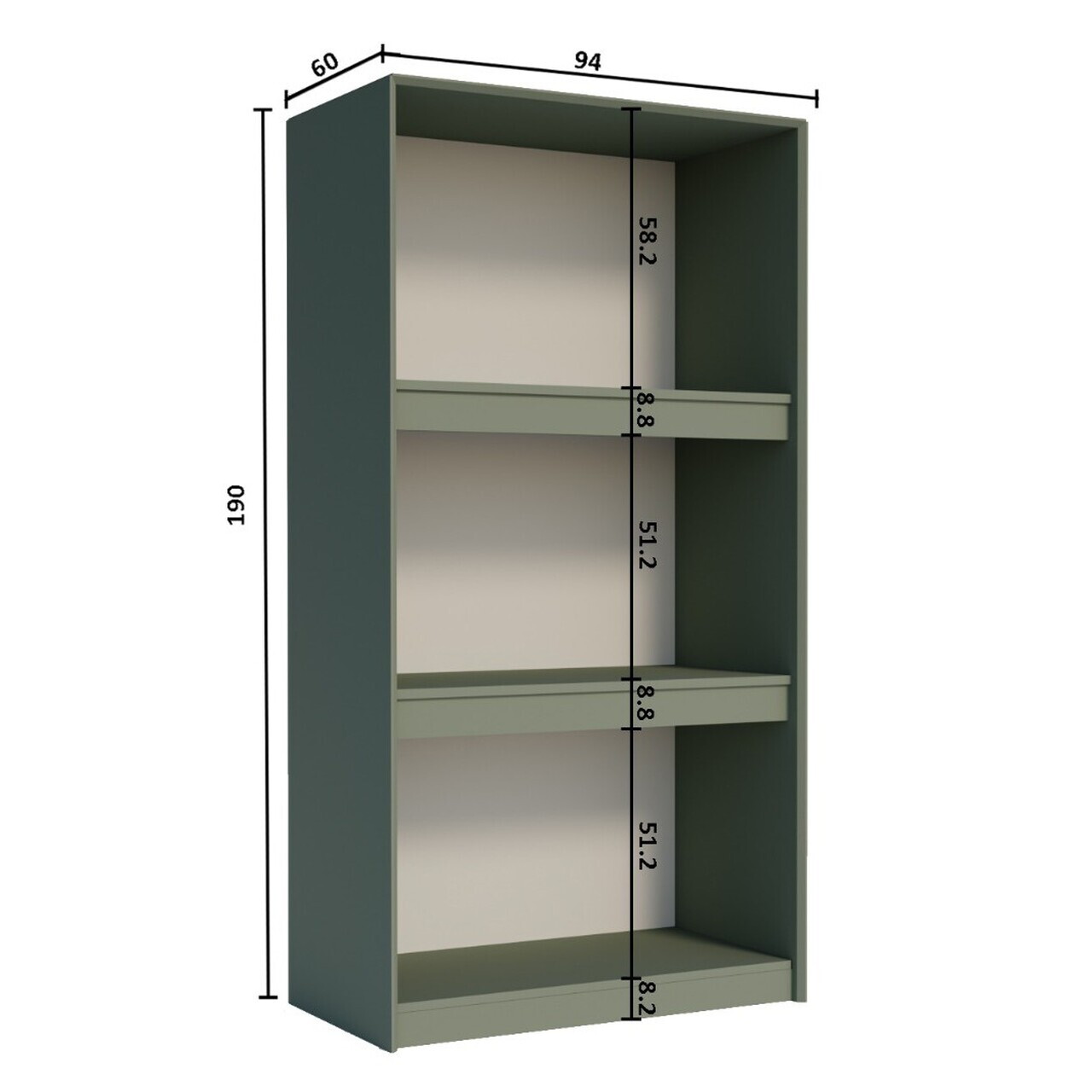 Dulap pentru haine, Hanah Home, Lucas 1600-241, 94x190x60 cm, Verde — imaginea 7