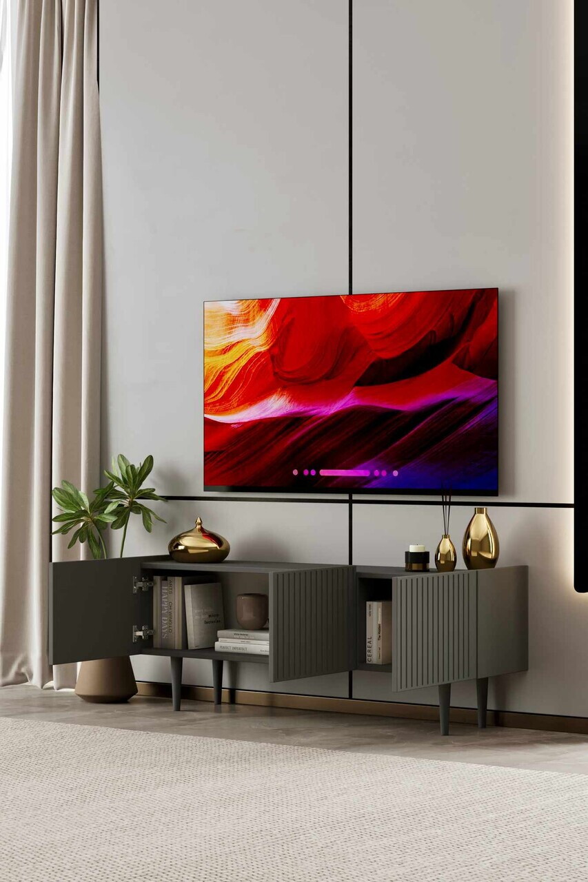 Comoda TV, Hanah Home, Capella 140, 140x50x29 cm, MDF, Gri - view 3