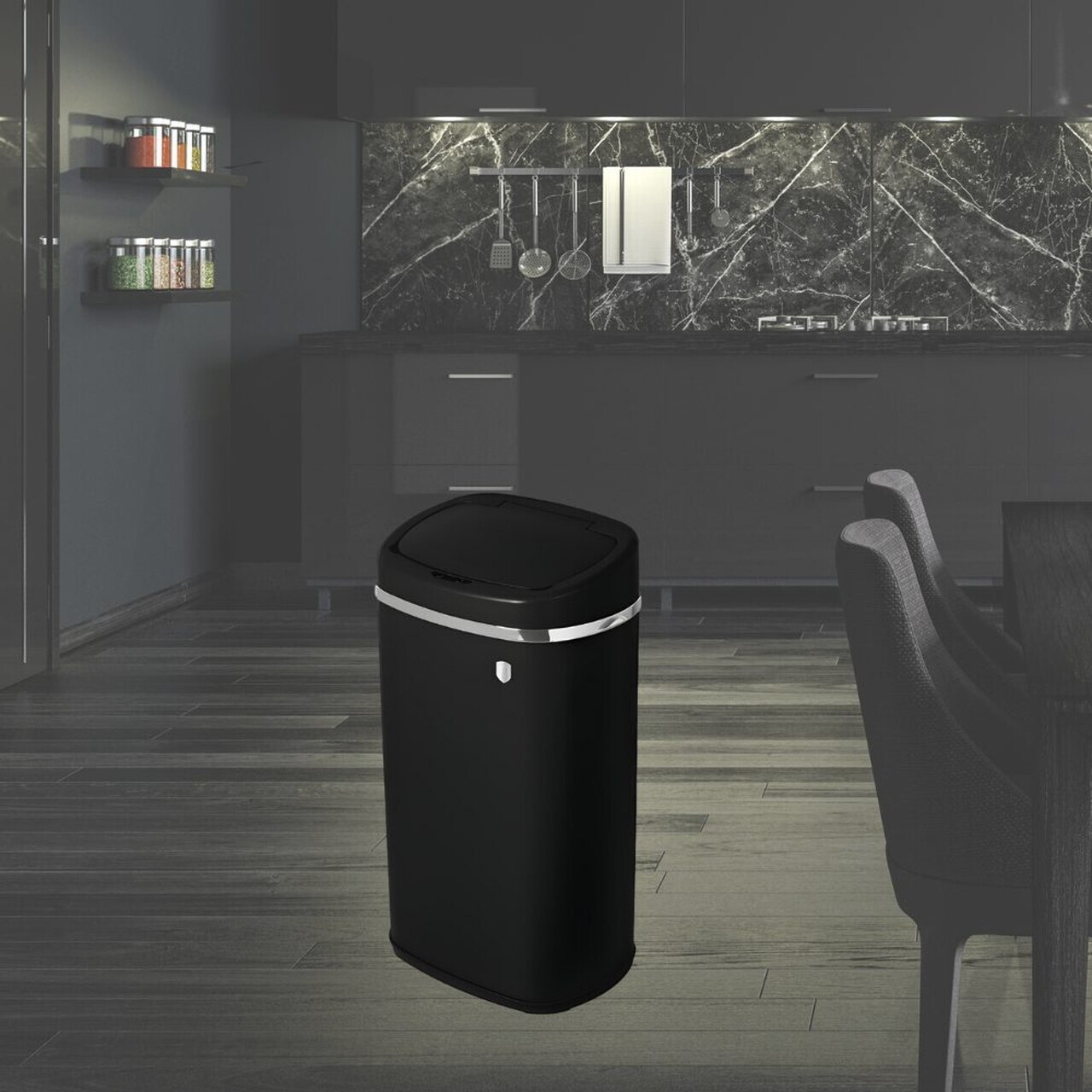 Cos de gunoi cu senzor Berlinger Haus, Matte Black, 39.5x28x67 cm, 58 L, fier, negru - imagine 4