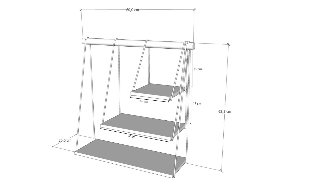 Raft de perete Zihon, Kalune Design, 60x20x63.5 cm, maro
