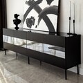Comoda TV, Neostill, Leon, 180x59x35 cm, PAL, Negru / Fume