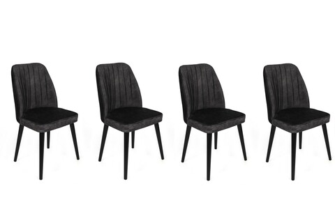 Set scaune 4 piese, Nmobb, Alfa-437 V4, Metal , Antracit / Negru