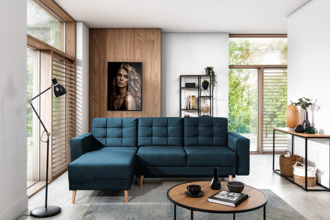 Coltar extensibil reversibil 3 locuri ELTAP, AsgL-25, Asgard, 248x162x93 cm, lemn/poliester, albastru inchis