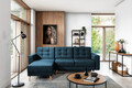 Coltar extensibil reversibil 3 locuri ELTAP, AsgL-25, Asgard, 248x162x93 cm, lemn/poliester, albastru inchis