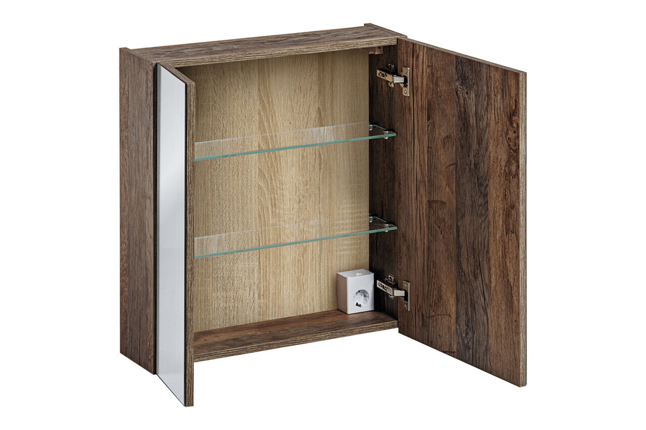 Cabinet cu oglinda si 2 usi, Santa Fe Oak, Comad, 60x17x65 cm, PAL laminat, stejar santa fe vintage — imaginea 3