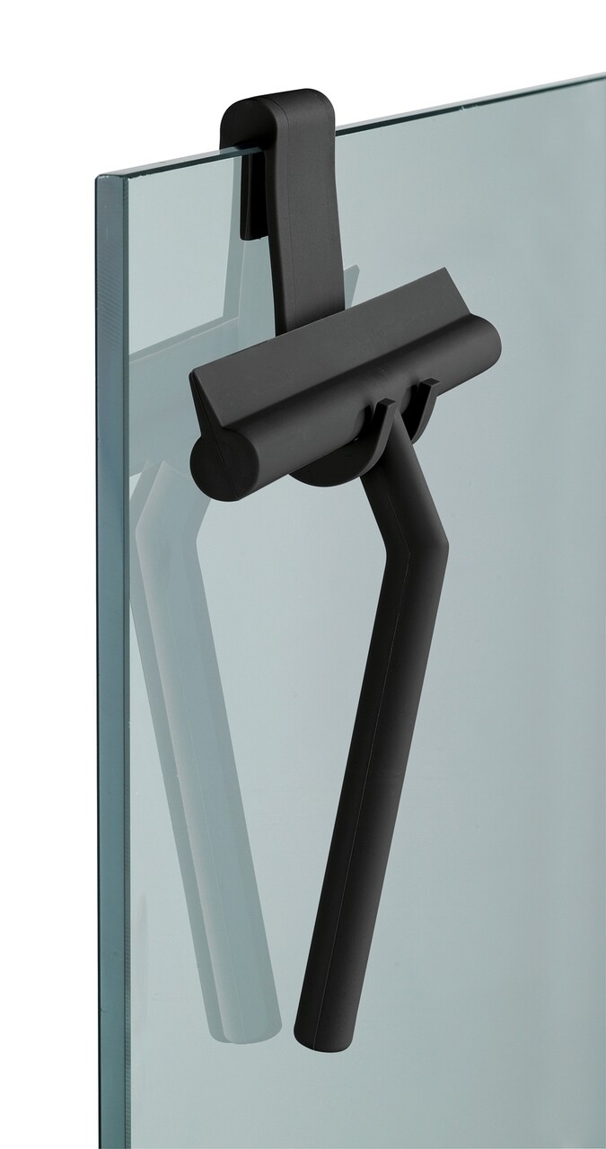 Racleta cu sistem de prindere, Wenko, Mola, 21 x 24.5 x 4 cm, inox/silicon, negru