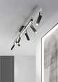Plafoniera Zeno, TRIO, 180x8.5x15 cm, 5.5W, 18W, 6x SMD, 1x SMD, metal, argintiu lucios/negru
