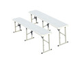 Set camping/picnic Heinner, 180x70x74 cm/182x28x43 cm, pliabil, otel/HDPE plastic, alb