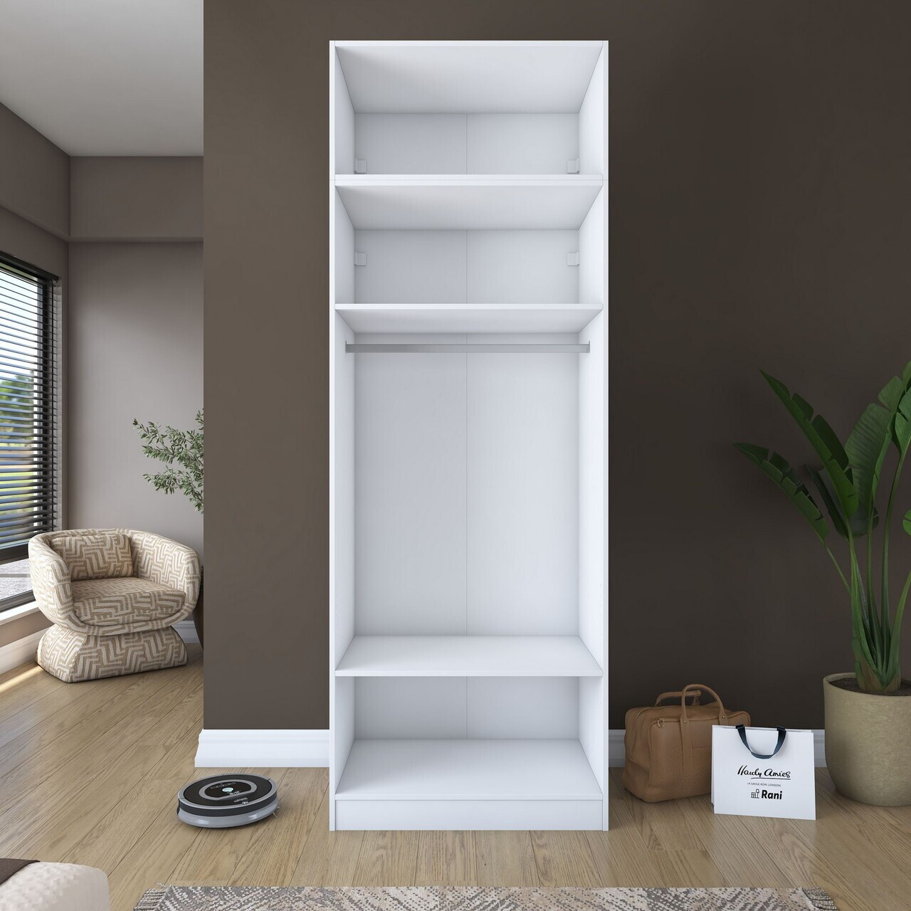 Dulap pentru haine, Hanah Home, BA211, 90x255x57.5 cm, PAL melaminat, Alb - view 6