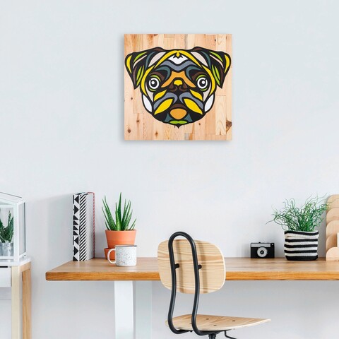 Decoratiune de perete, Dog, Lemn, Metal, Multicolor mezoni.ro