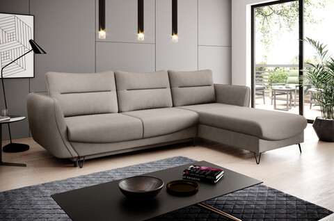 Coltar extensibil dreapta 3 locuri ELTAP, RT-07PO, Silva, 276x201x100 cm, lemn/poliester, gri
