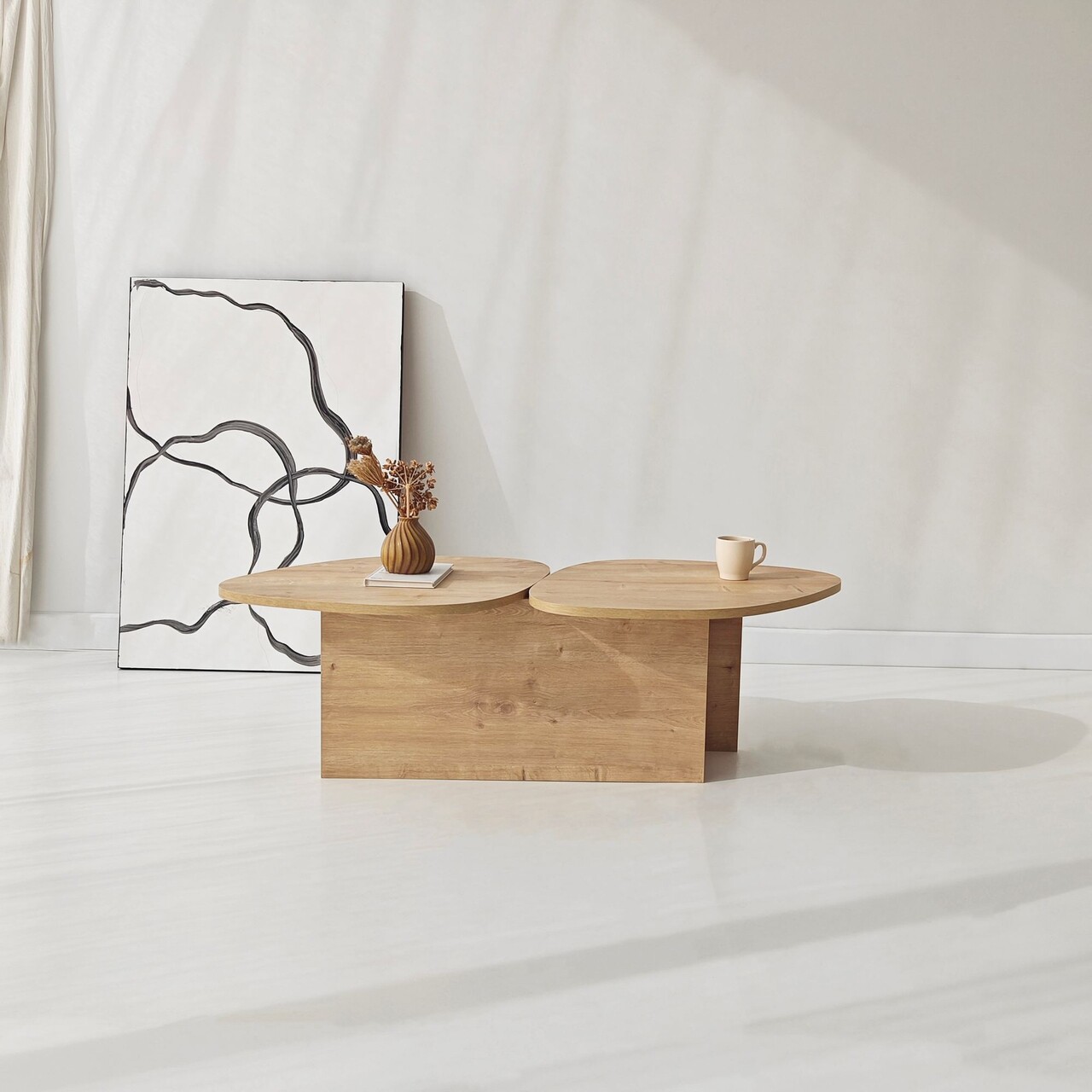 Masuta de cafea, Hanah Home, Stones, 125x38x60 cm, Maro - view 2