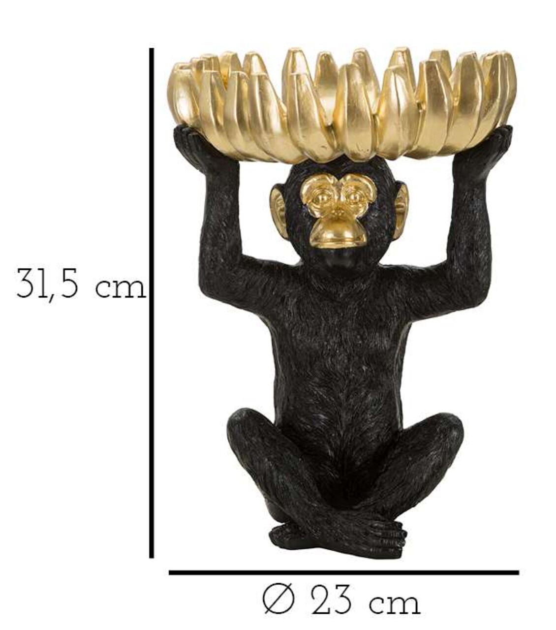Statueta / figurina decorativa cu tava Monkey, Mauro Ferretti, 23x31.5 cm, polirasina, negru/auriu - 1 | YEO