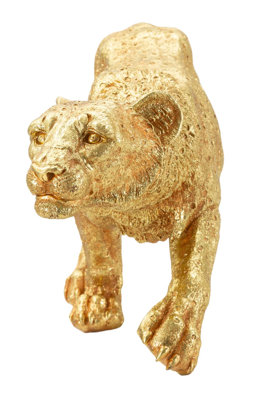 Figurina /sculptura decorativa Leopard Shant, Mauro Ferretti, 89x21x33 cm, polirasina, auriu