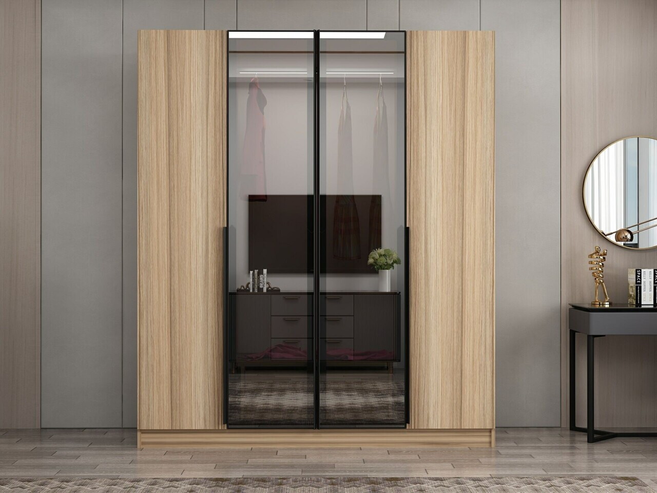 Dulap pentru haine, Hanah Home, Nisa, 180x210x52 cm, Dore