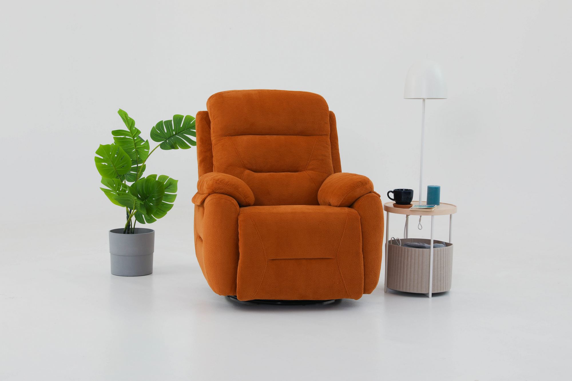 Fotoliu cu recliner, Atelier del Sofa, 752EST1504, Frame: 70% HORNBEAM/30% MELAMINE COATED CHIPBOARD, Caramiziu