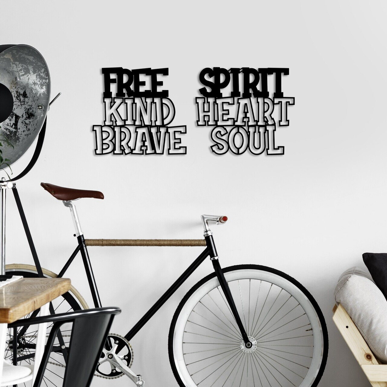 Decoratiune de perete, Heart Brave Soul, Dimensiuni: 62 x 27 cm , Negru