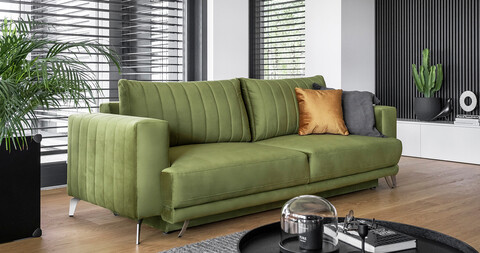 Canapea extensibila 4 locuri ELTAP, SO-ELI-33LO, Elise, 250x95x90 cm, lemn/poliester, verde olive