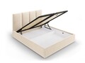 Pat tapitat cu somiera rabatabila si lada depozitare, Juniper, Mazzini Sofas, 208x170x104 cm, catifea, bej
