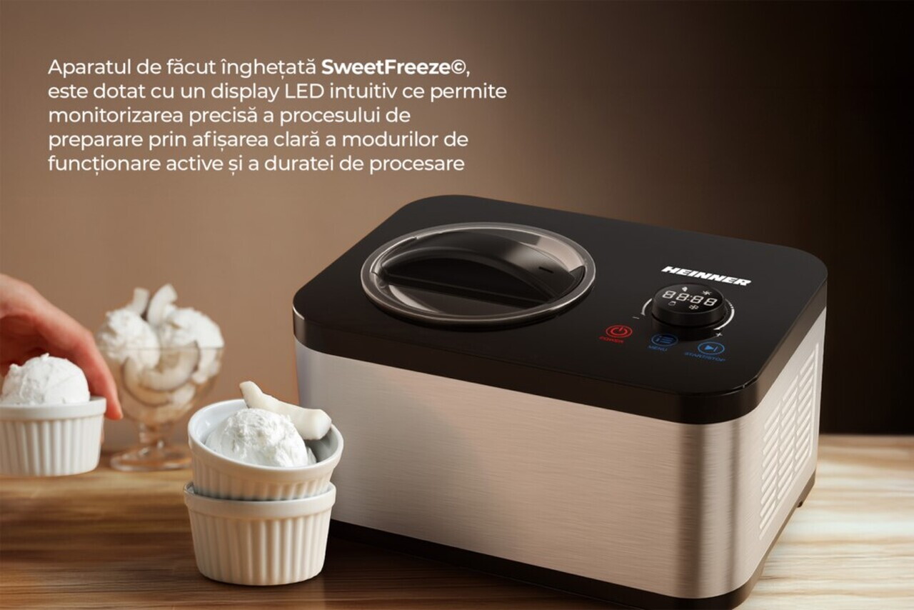 Masina inghetata SweetFreeze, Heinner, 120W, 1.5L, argintiu/negru - view 10