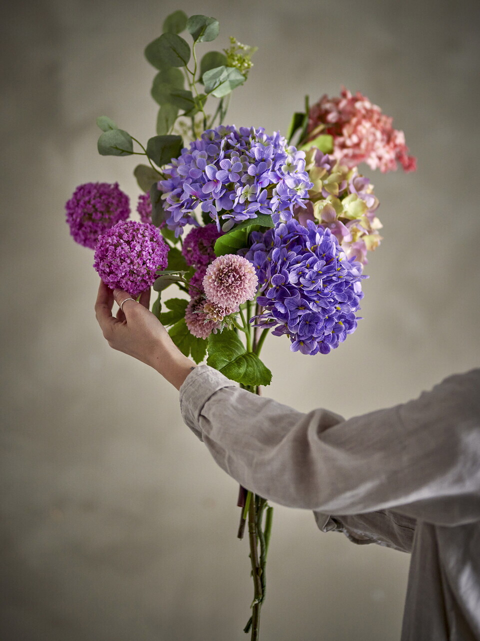 Buchet flori artificiale, Bloomingville, Edge, 30x80 cm, poliester/polietilena, mov - view 3