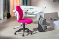 Scaun de birou pentru copii Jessi, Inter Link, 52x56x94-103.5 cm, rotativ, plastic/poliester, roz/alb