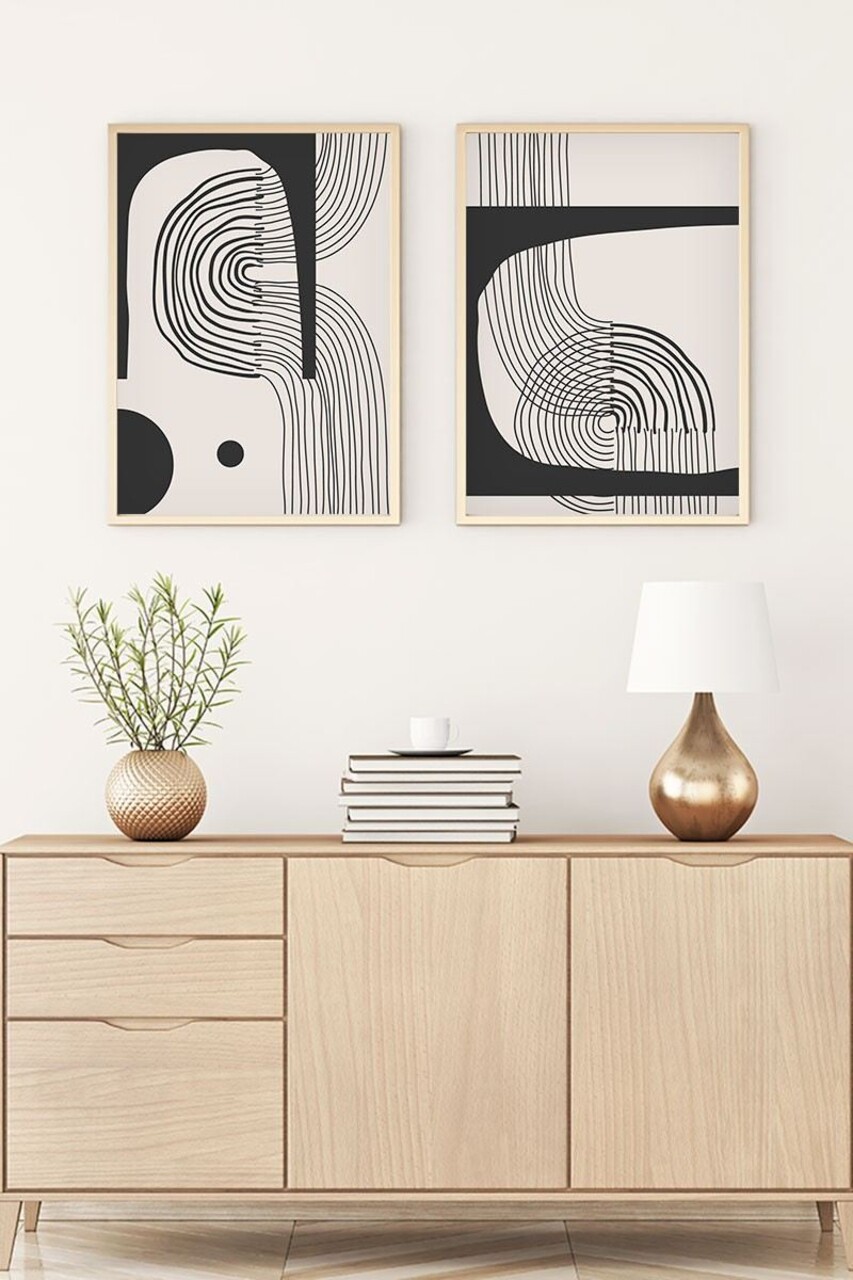 Set 2 tablouri decorative Huhu76 Cadru: 100% LEMN MASIV (Grosime: 25 cm) Multicolor