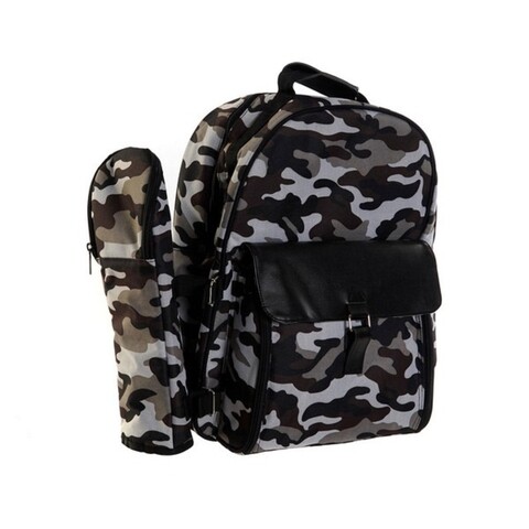 Rucsac pentru picnic 12 piese Lin, DKD Home Decor, 38x23x45 cm, gri