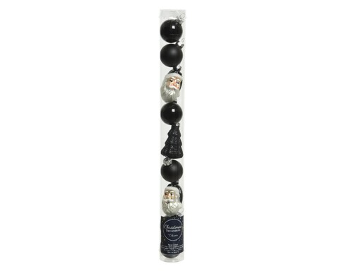 Tub cu 9 globuri santa claus, decoris, sticla, negru