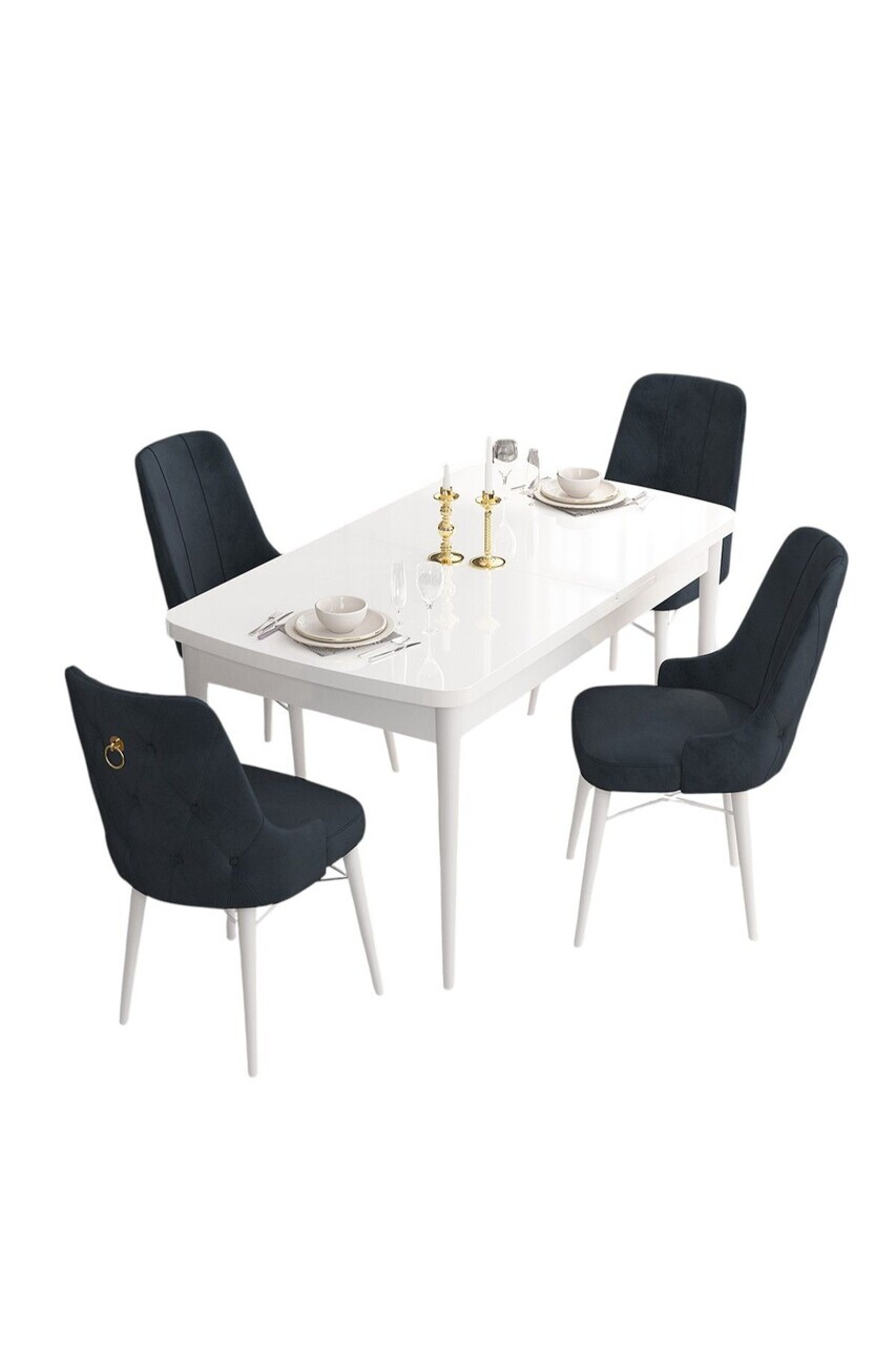 Set masa extensibila si scaune (5 piese), Hanah Home, Are, Alb / Antracit — imaginea 2