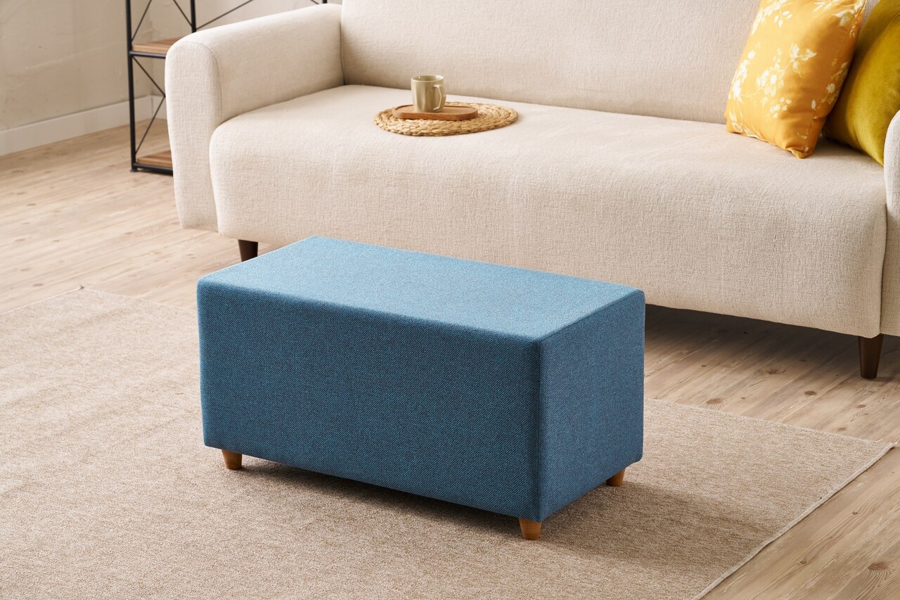 Taburet, Atelier del Sofa, 825BLC5189, Lemn, Albastru - view 2