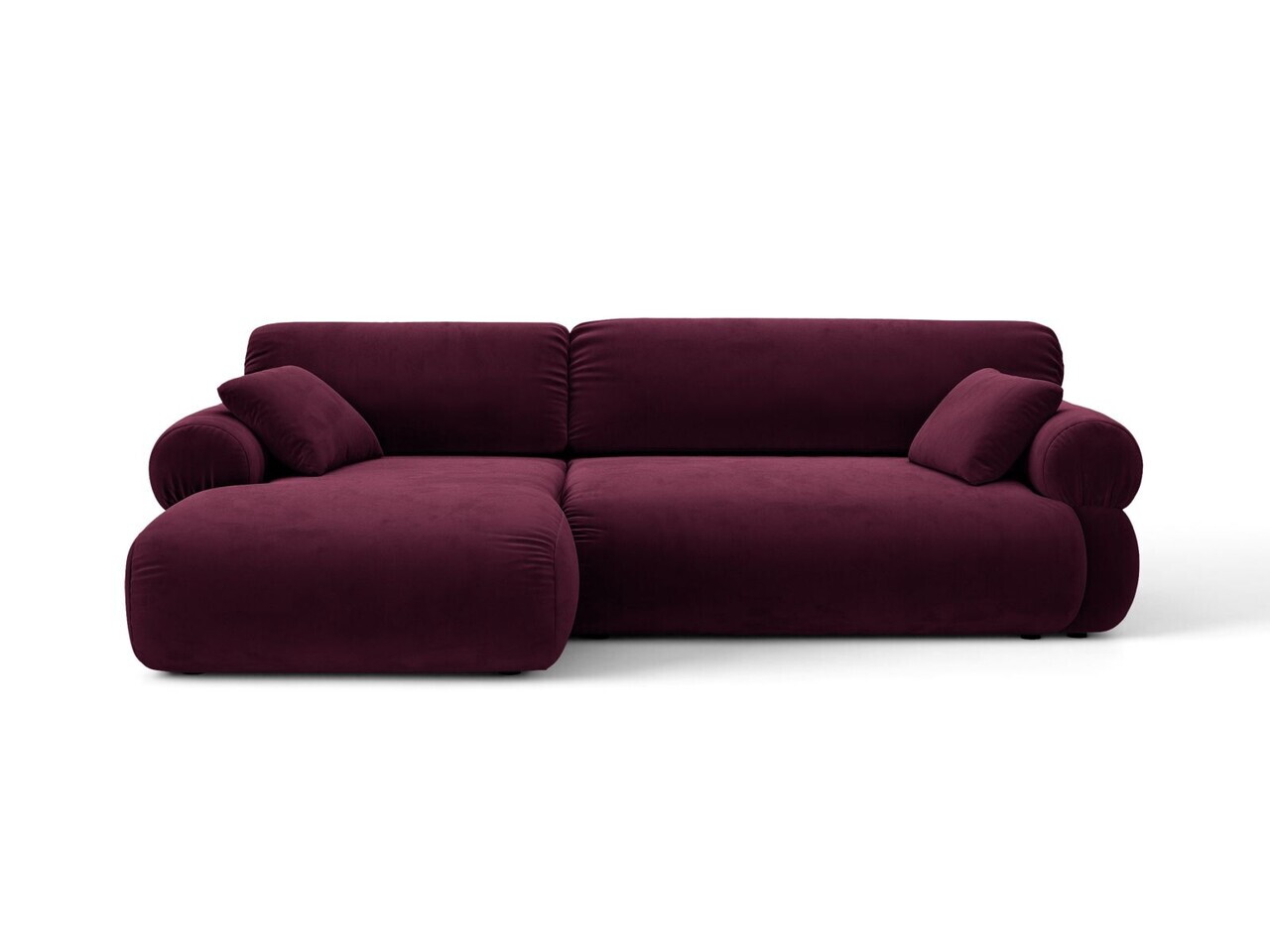 Coltar stanga 4 locuri, Ophelia, Micadoni Home, 256x164x84 cm, catifea, bordo