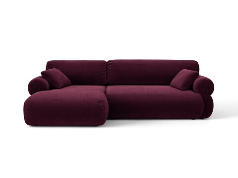 Coltar stanga 4 locuri, Ophelia, Micadoni Home, 256x164x84 cm, catifea, bordo