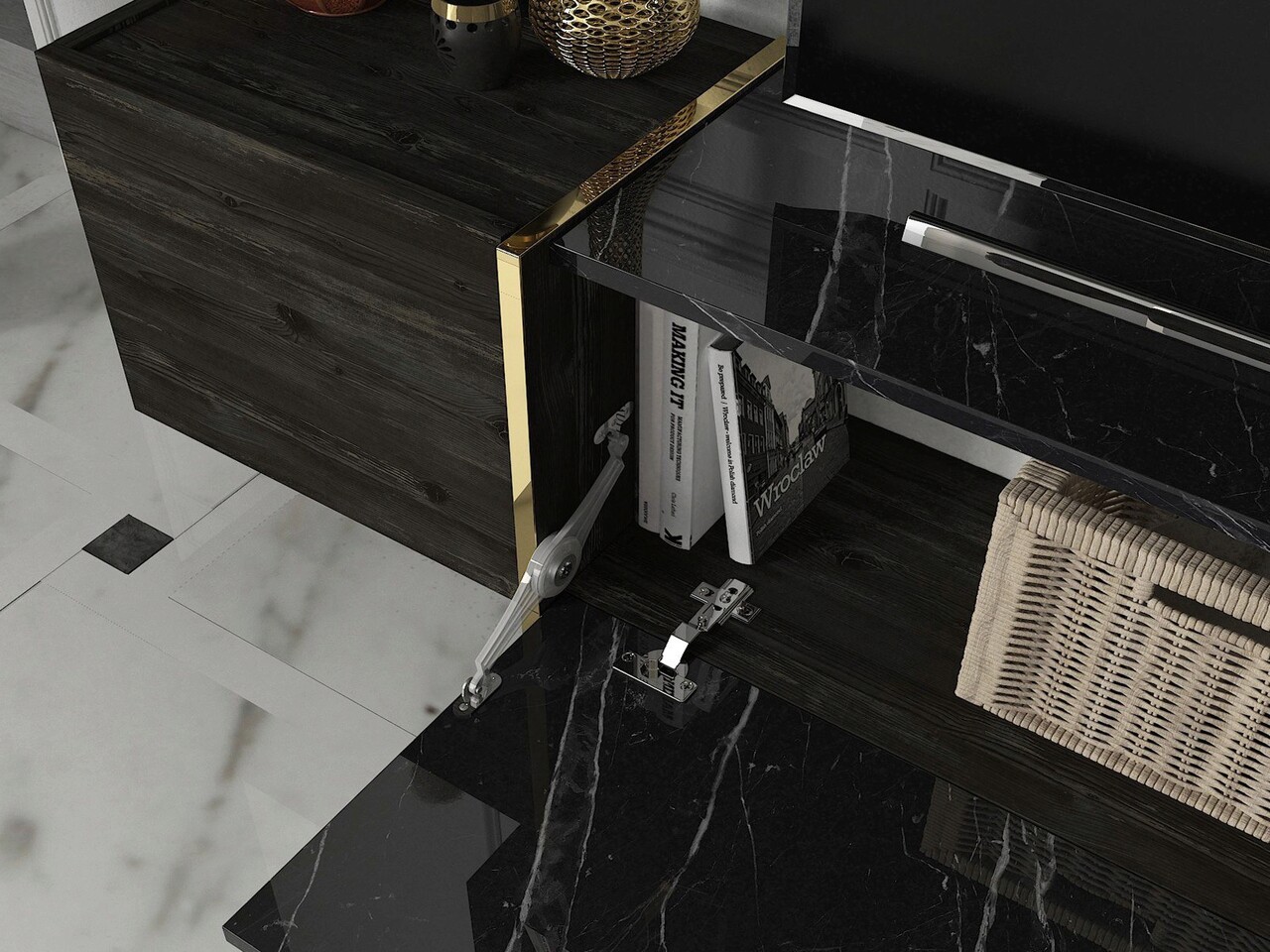 Set mobilier living, Hanah Home, Veyron Set 2, Negru - imagine 5