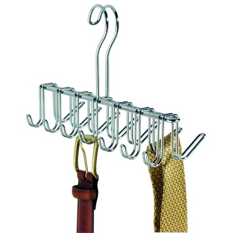 Cuier pentru curele si cravate Classico, iDesign, 26x9.5x17 cm, otel