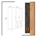 Dulap pentru haine, Mod Design, Chunky, 120x187x52 cm, Stejar / Gri închis