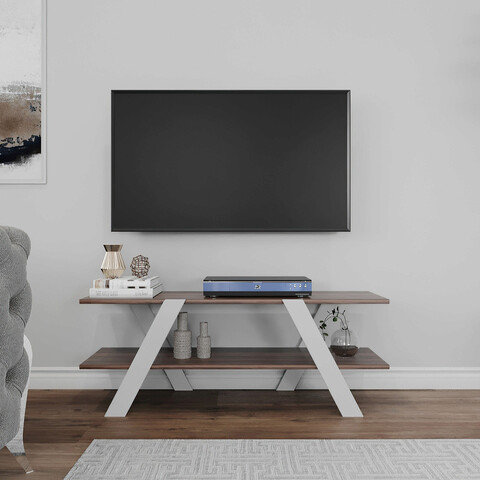 Comoda tv, kalune design, april, 120x45x33.1 cm, alb / nuc