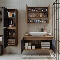 Set Dulap de Baie cu Chiuvetă și Oglindă (3 Piese), Hanah Home, 1700, MDF-LAM, Pin Atlantic / Antracit