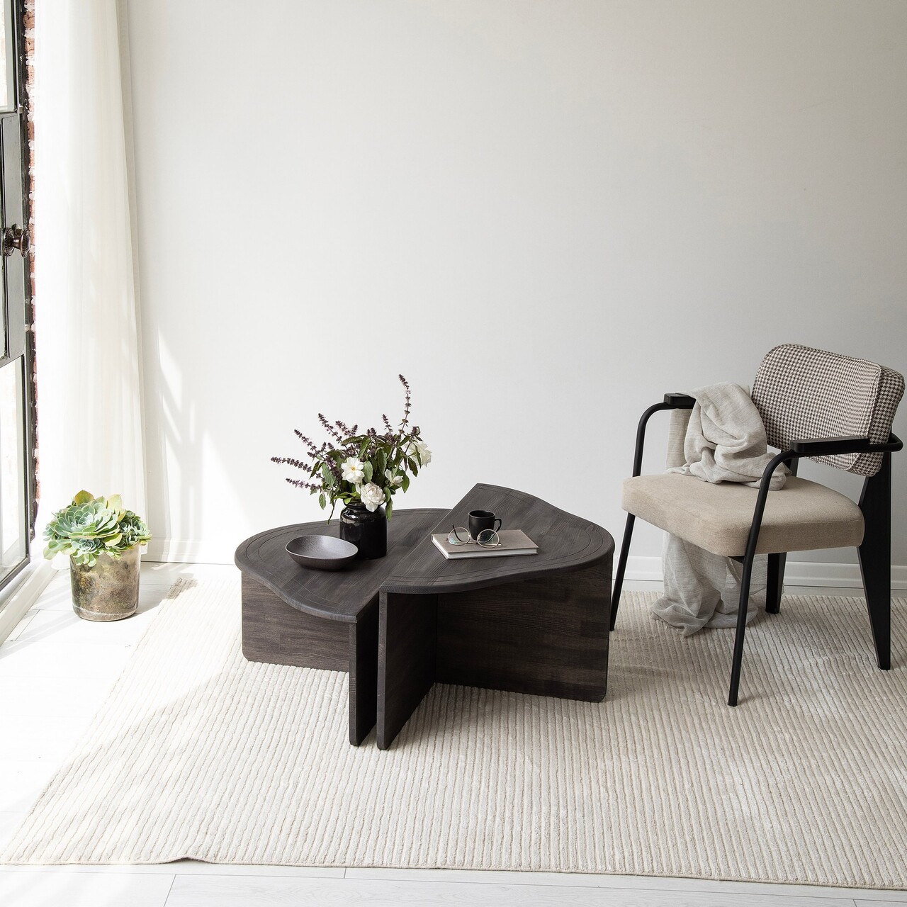Masuta de cafea, Neostill, Altopiano, Lemn masiv, Antracit - 1 | YEO