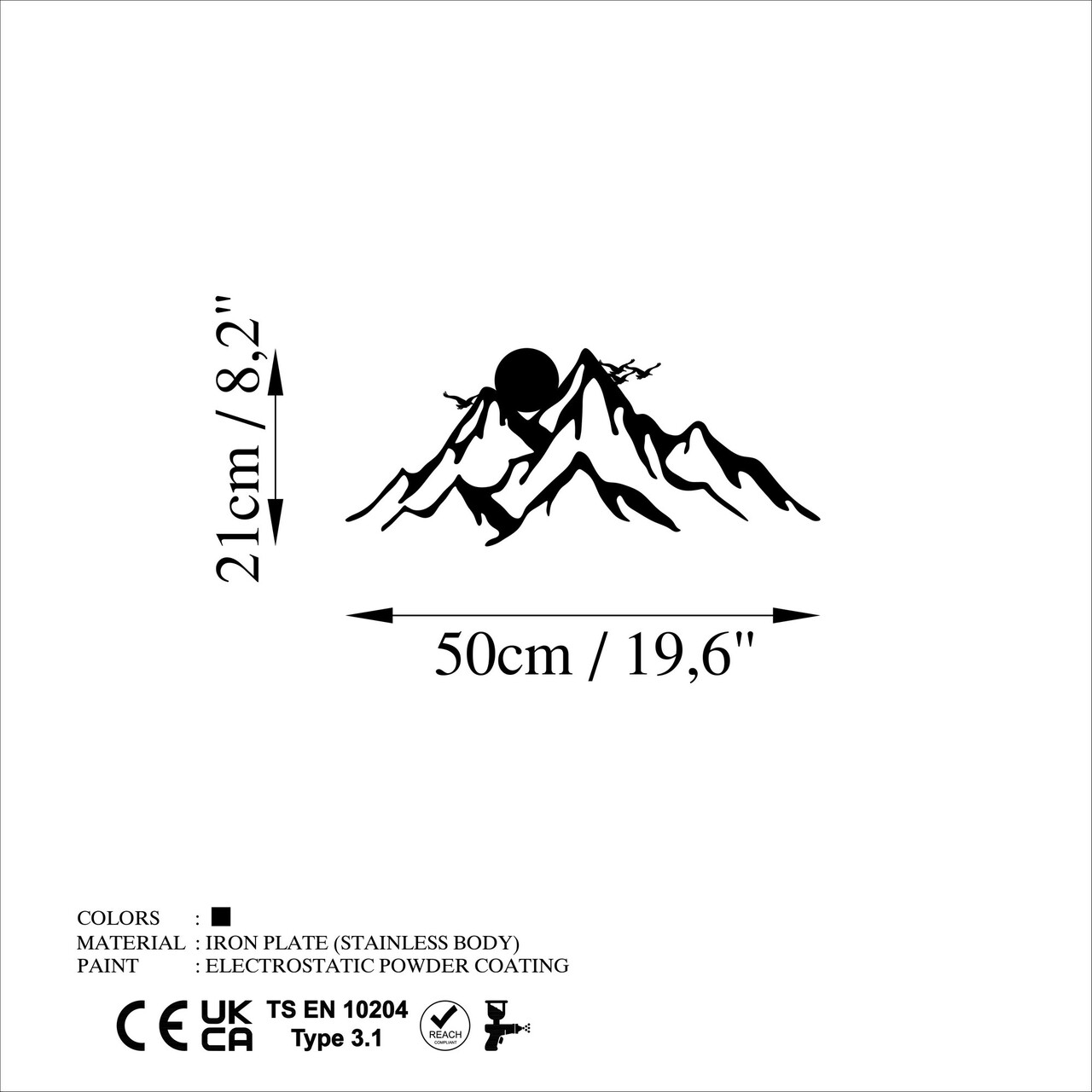 Decoratiune de perete, Full Mount And Mountain, Dimensiune: 50 x 21 cm, Negru - view 6