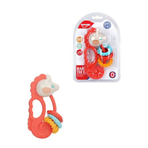 Jucarie pentru dentitie copii, Rattle Toys, HE0136, 0M+, plastic, multicolor