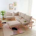 Canapea 2 locuri Seri, Homla, 180x76x75 cm, lemn/poliester, bej