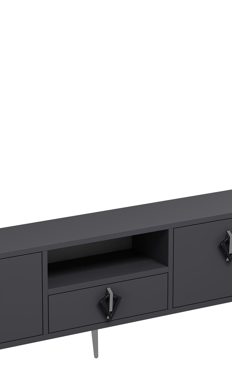 Comoda TV, Hanah Home, 1312-DROP-32, 140x45x30 cm, PAL , Anthracite / Black / Silver - view 6