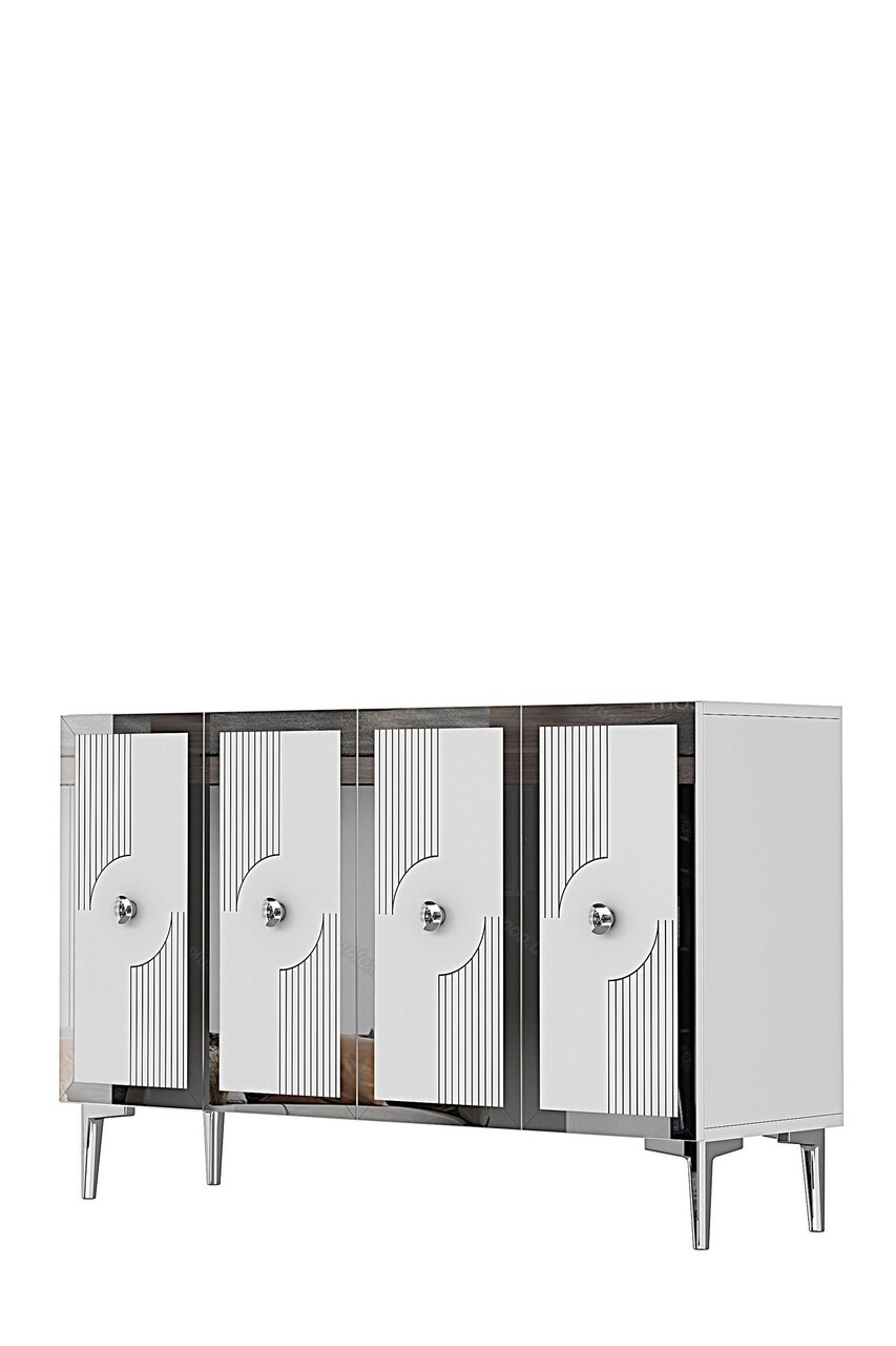Consola, Hanah Home, Pega 120, 120x79x32 cm, Alb / Argintiu - view 4