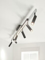 Plafoniera Zeno, TRIO, 180x8.5x15 cm, 5.5W, 18W, 6x SMD, 1x SMD, metal, argintiu lucios/negru